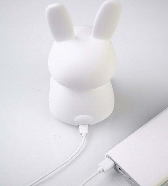 Veilleuse bébé format lapin rechargeable en USB - Jolie veilleuse bébé en silicone